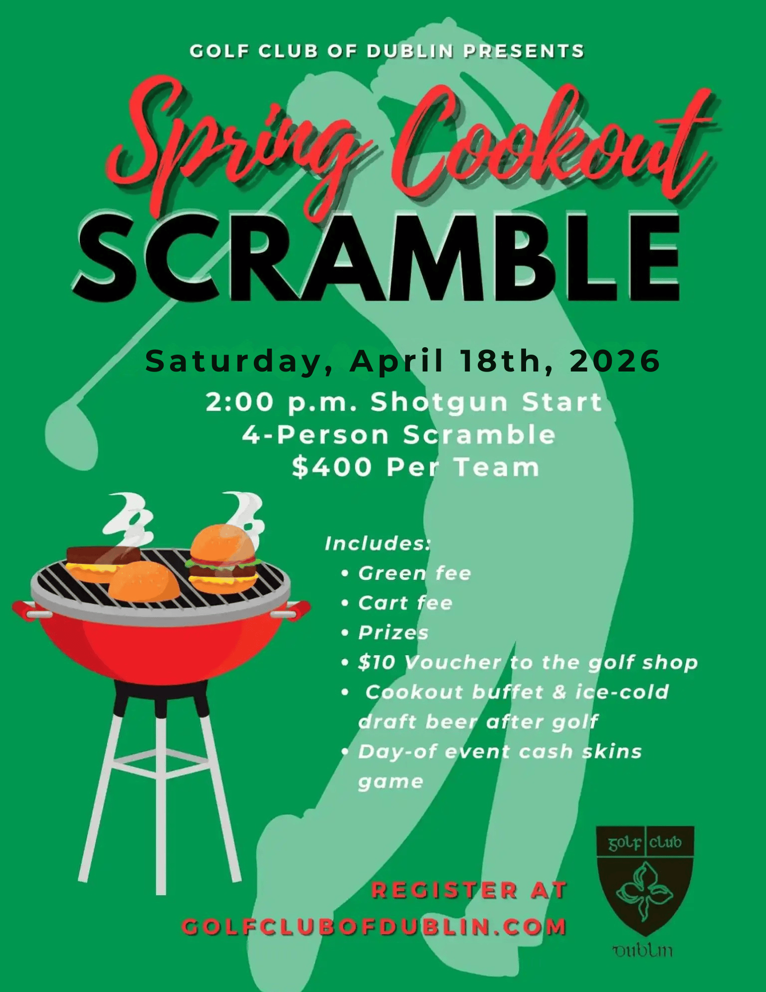 Spring Cookout Invite Spring Cookout Scramble - Golf Club of Dublin